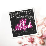 Hot Pink Neon-Themed Bat Mitzvah  Napkin<br><div class="desc">We’re excited to introduce our modern calligraphy neon-inspired suite for a glow Bar or Bat Mitzvah! This fun collection includes everything you need, from napkins and paper plates to a welcoming sign and more. If you have any questions or need help with personalization, just send us a message. PLEASE NOTE:...</div>