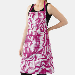 hot pink Nested Open Boxes Tribal Africa Pattern Apron