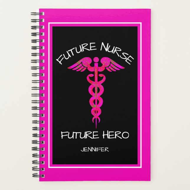 Hot Pink Nurse Medical Caduceus Personalized (Devant)
