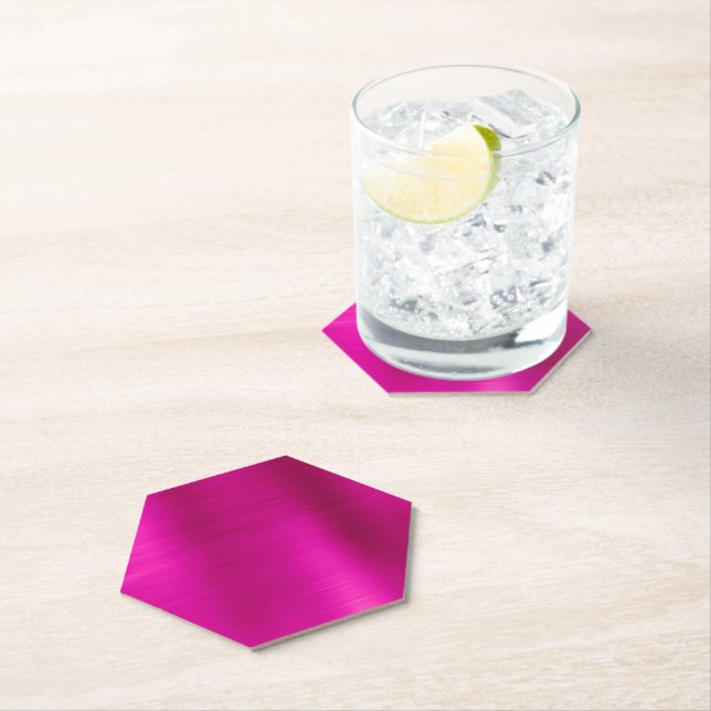 Hot Pink Ombre Foil Paper Coaster (Insitu)