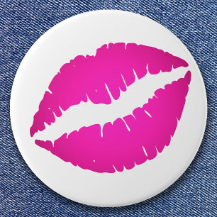 Hot Pink Ombre Kiss 3 Inch Round Button