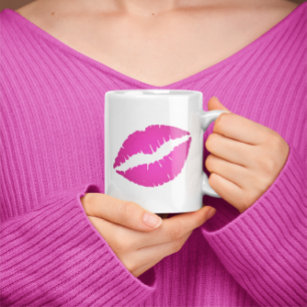 Hot Pink Ombre Lipstick Kiss Coffee Mug