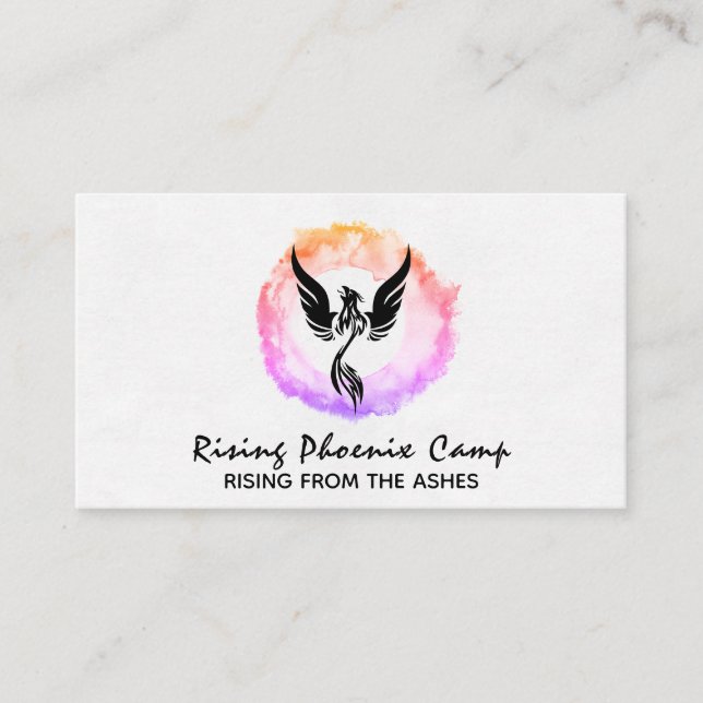 *~* Hot Pink Ombre Ring of Fire Black Phoenix Business Card (Front)