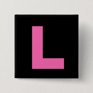 Hot Pink On Black Hen Night L Plate Badge 2 Inch Square Button