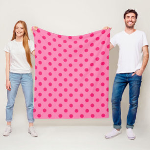 Hot Pink On Pink Polka Dots Pattern Design Fleece Blanket