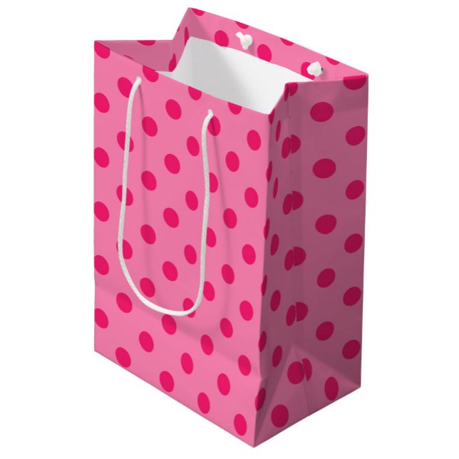 Hot Pink On Pink Polka Dots Pattern Design Medium Gift Bag (Creator Uploaded)
