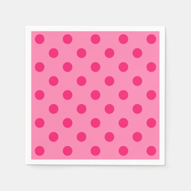 Hot Pink On Pink Polka Dots Pattern Design Napkin (Front)