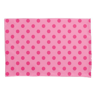 Hot Pink On Pink Polka Dots Pattern Design Pillowcase