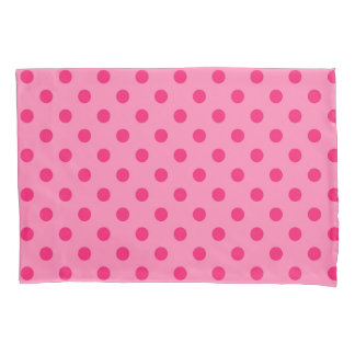 Hot Pink On Pink Polka Dots Pattern Design Pillowcase