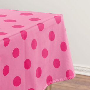 Hot Pink On Pink Polka Dots Pattern Design Tablecloth