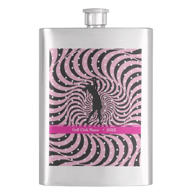 Hot Pink Opti-Dot "Birdie Juice" Bottle Flask (Front)