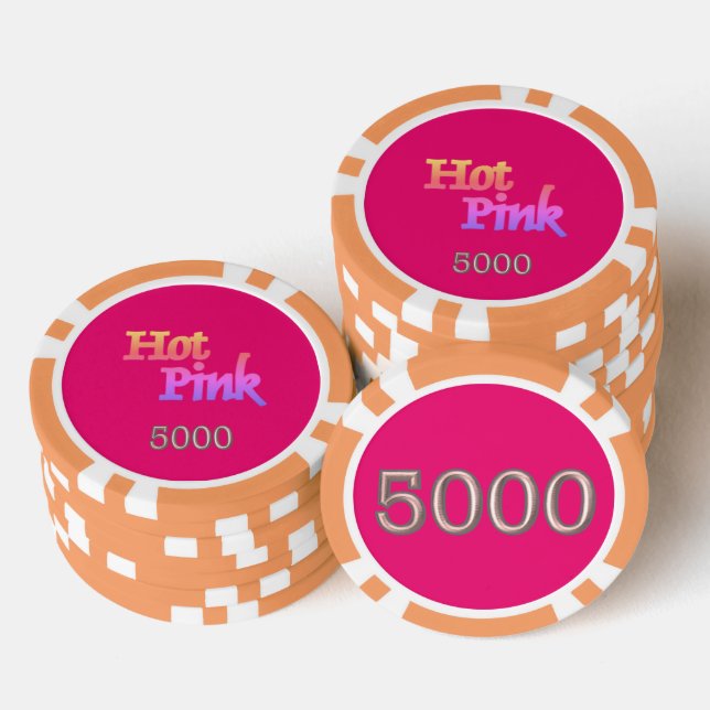 Hot Pink orange 5000 striped poker chip (Stack)