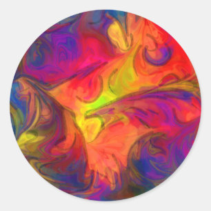 Hot Pink Orange and Blue Design Classic Round Sticker