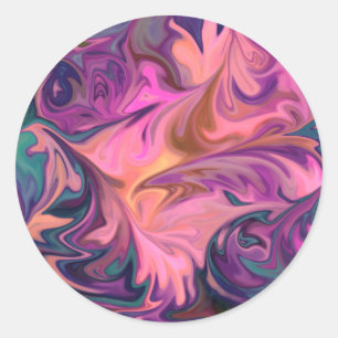 Hot Pink Orange and Blue Design Classic Round Sticker