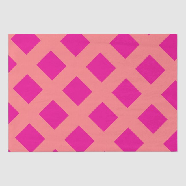 Hot Pink Orange Chequered Patterns Boho Colourful  Tissue Paper (Front)