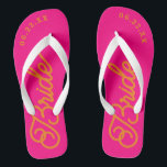 Hot Pink Orange Custom Bridal Wedding Flip Flops<br><div class="desc">These flip flops are perfect for the soon-to-be Mrs! Customize with your wedding date and wedding colours.</div>
