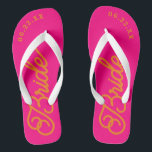 Hot Pink Orange Custom Bridal Wedding Flip Flops<br><div class="desc">These flip flops are perfect for the soon-to-be Mrs! Customize with your wedding date and wedding colours.</div>
