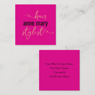 Hot Pink Orange Hair Stylist Beauty Salon Makeup Square Business Card