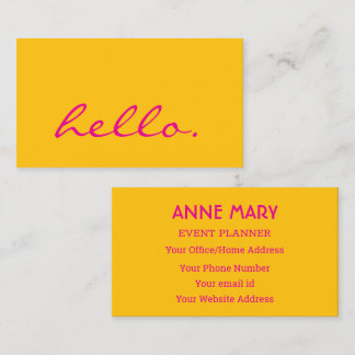 Hot Pink Orange Hello Colourful Bright Boho 2026 Business Card