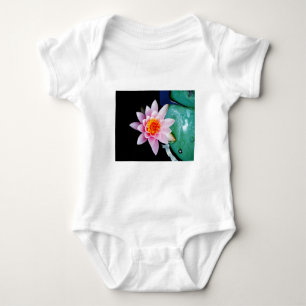 Hot Pink & orange lotus water lily flower Baby Bodysuit