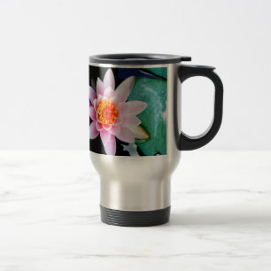 Hot Pink & orange lotus water lily flower Travel Mug