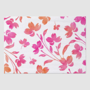 Hot Pink & Orange Watercolor Flower Stems   Tissue Paper
