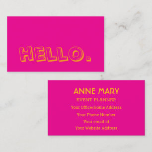 Hot Pink Orange Yellow Hello Neon Colour Retro Business Card