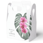 Hot Pink Orchids and Monstera Leaf Tropical Floral