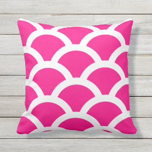 Hot Pink Outdoor Pillows - Circles Pattern