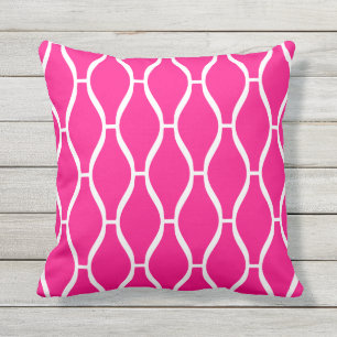Hot Pink Outdoor Pillows - Greek Trellis