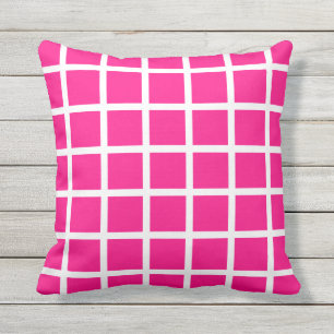 Hot Pink Outdoor Pillows - Grid Check