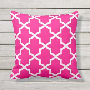 Hot Pink Outdoor Pillows - Trellis Pattern