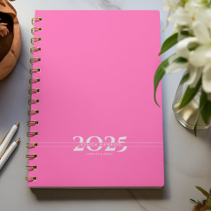 Hot Pink Overlapping Text Split Year Weekly Planner