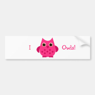 Hot Pink Owl Bumper Sticker