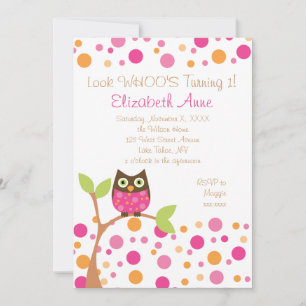 Hot Pink Owl Invitation