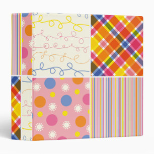 Hot Pink Paid Dots Stripes Squares Pattern Binder