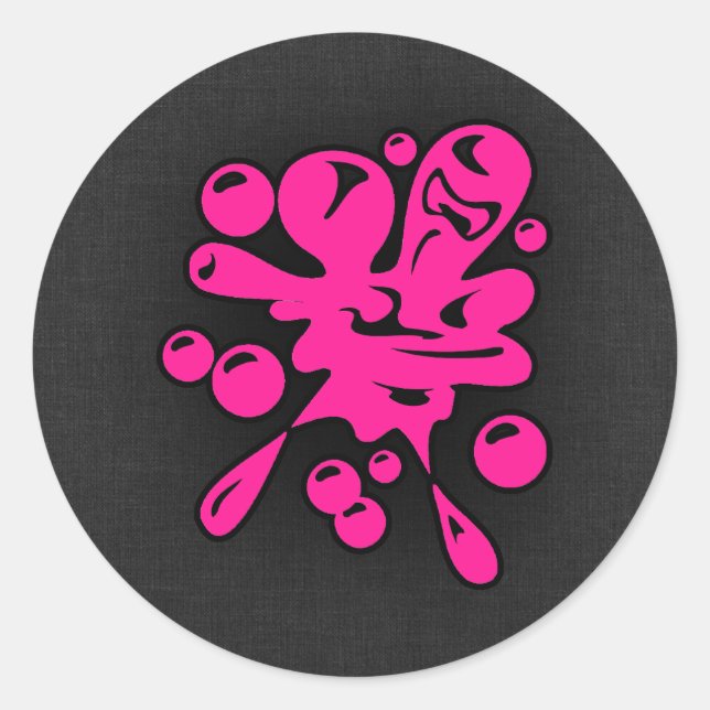 Hot Pink Paintball Classic Round Sticker (Front)