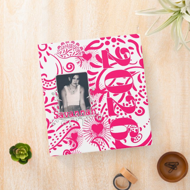 Hot Pink Paisley Class of  Binder (In Situ)