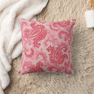 Hot Pink Paisley Floral Throw Pillow