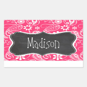 Hot Pink Paisley; Vintage Chalkboard Sticker