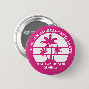 Hot Pink Palm Tree Custom Bachelorette Party 2 Inch Round Button