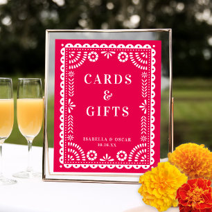 Hot Pink Papel Picado Wedding Reception Sign