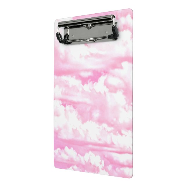 Hot Pink Pastel Clouds Mini Clipboard (Angled2)