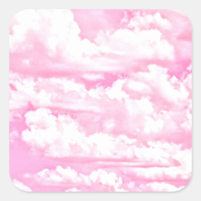 Hot Pink Pastel Clouds Square Sticker (Front)