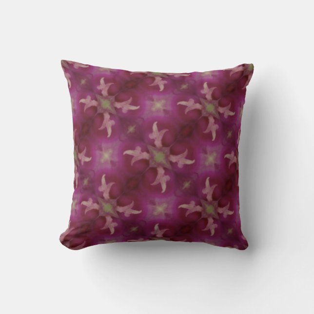 hot pink pattern centre of morning glory throw pillow (Front)