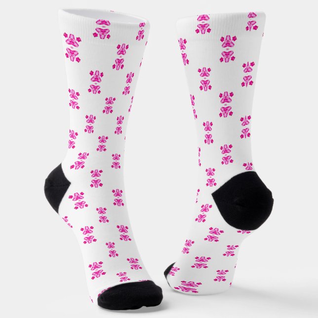 Hot Pink Pattern  socks  (Angled)