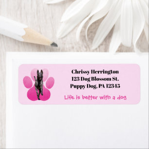 Hot Pink Pawprint On Pink / Belgian Malinois Dog