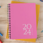 Hot Pink Personal 2024 Weekly Planner<br><div class="desc">Simple personal stationery 2024 annual planner with hot pink cover. Annual planner (12 months) with open monthly overviews and weekly planning sheets. Contact for assistance in personalizing.</div>