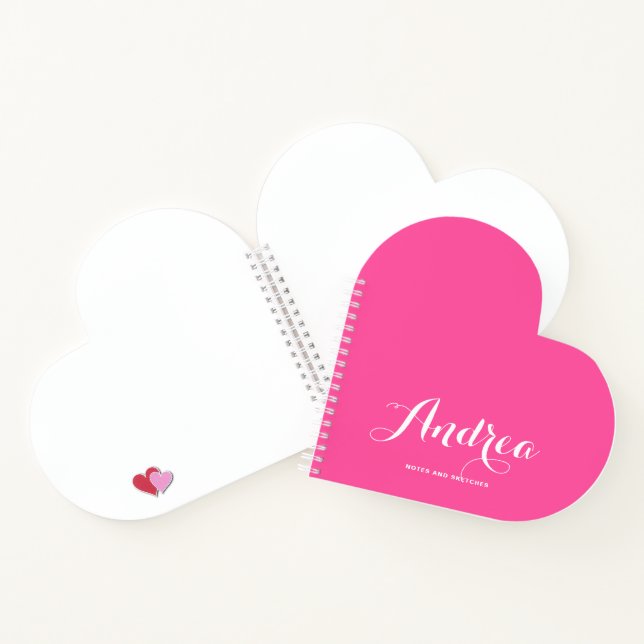 Hot Pink Personalized Calligraphy Script Notebook (Inside)