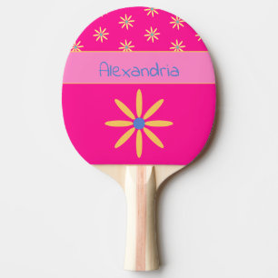 Hot Pink Personalized Floral Ping Pong Paddle